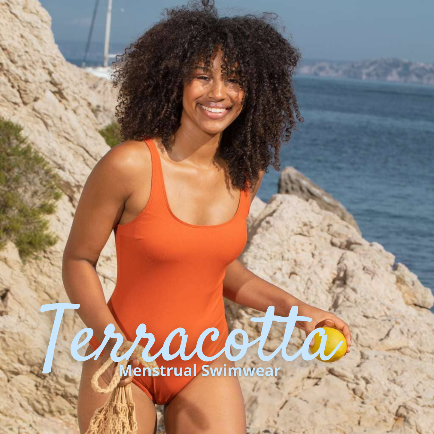 Menstrual Swimsuit "Côtelé" - Terracotta