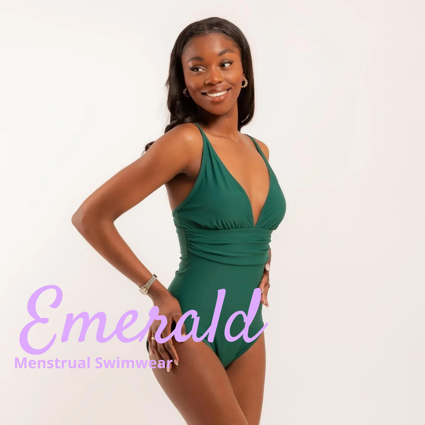 Menstrual Swimsuit Sculpt V-Neck -  Emerald