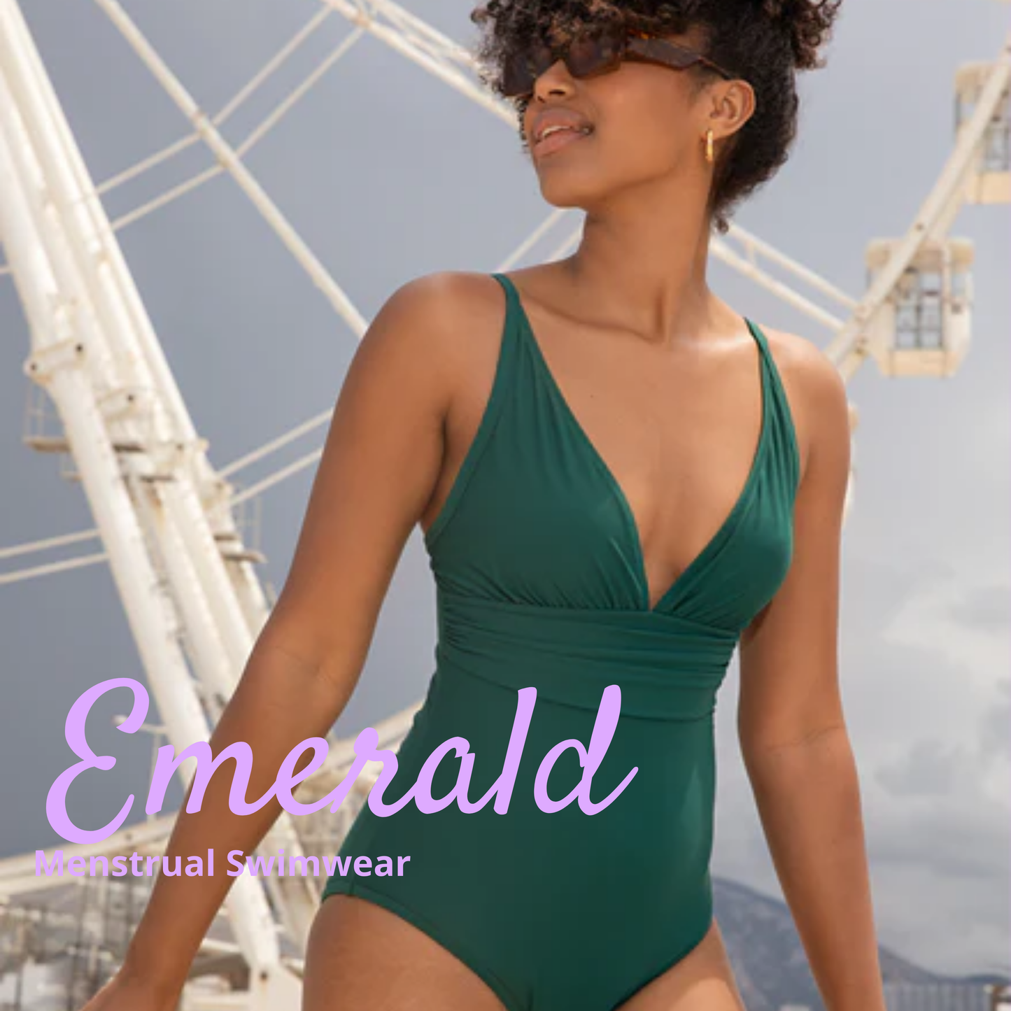 Menstrual Swimsuit Sculpt V-Neck -  Emerald