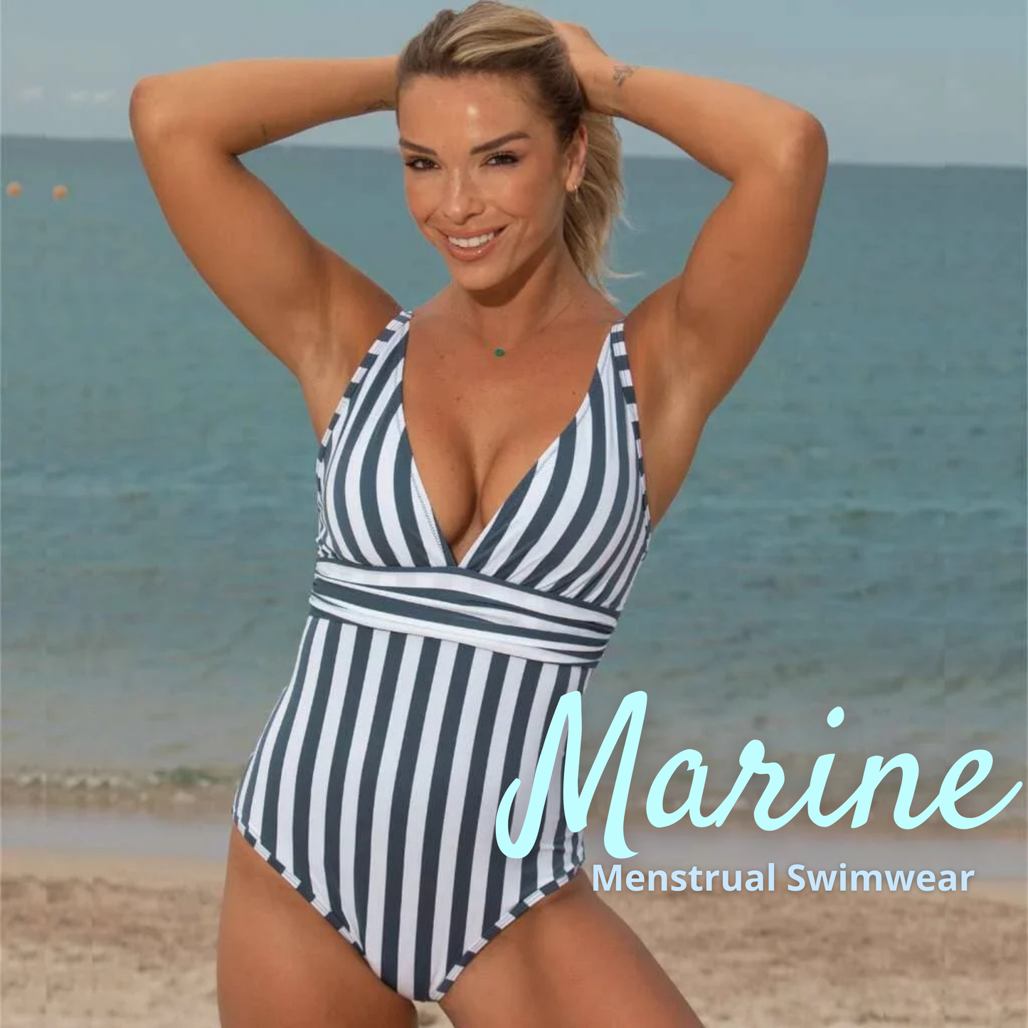 Menstrual Swimsuit Sculpt V-Neck - Marine