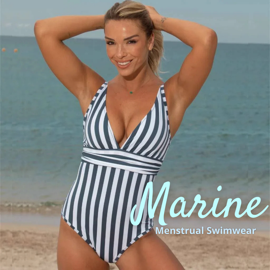 Menstrual Swimsuit Sculpt V-Neck - Marine