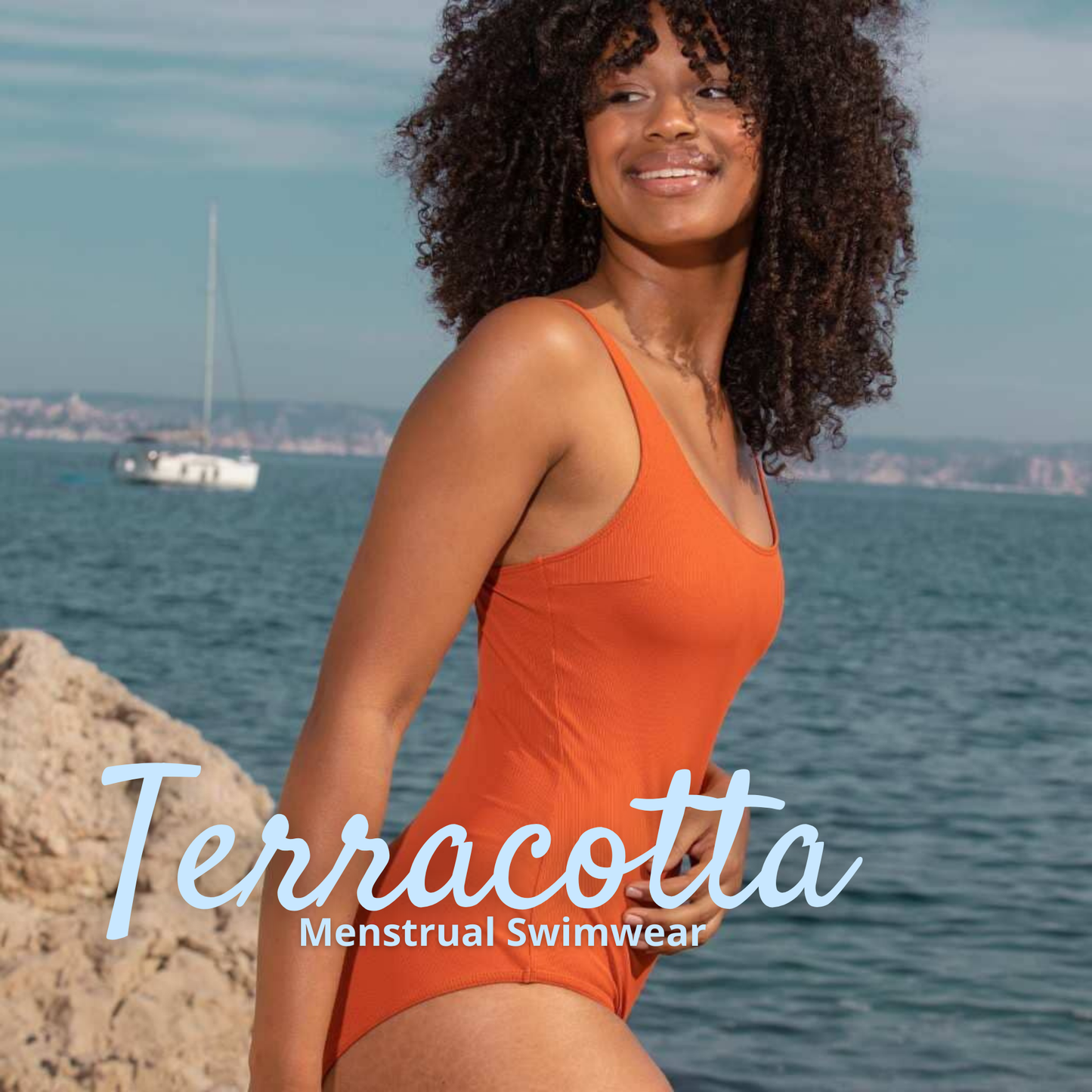 Menstrual Swimsuit "Côtelé" - Terracotta