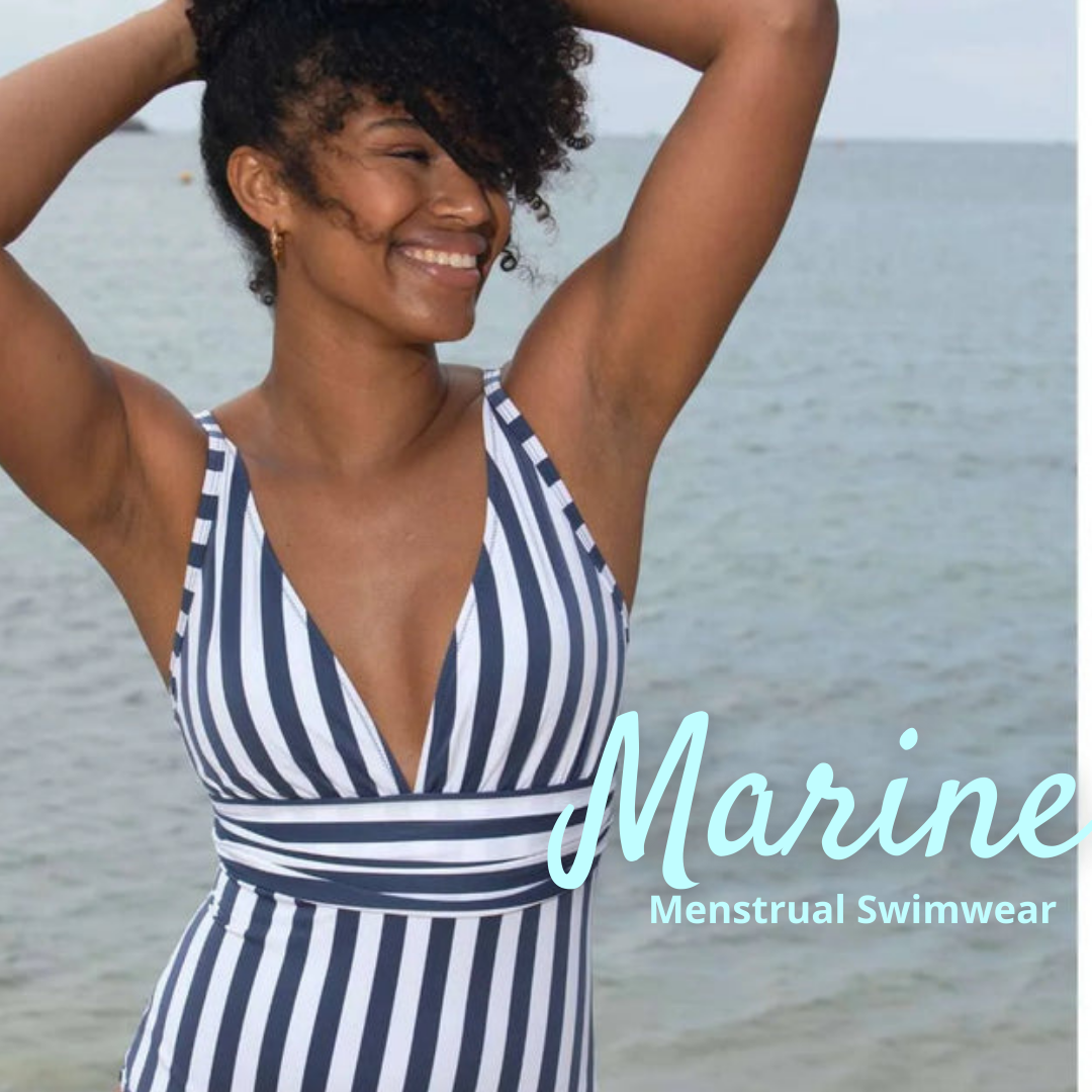 Menstrual Swimsuit Sculpt V-Neck - Marine