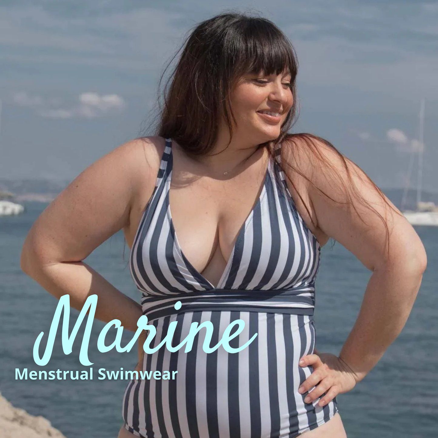 Menstrual Swimsuit Sculpt V-Neck - Marine