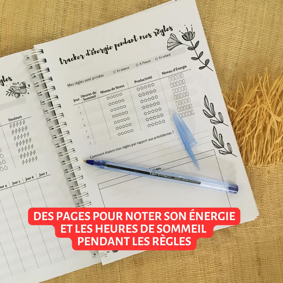 Des pages pour noter son energie et les heures de sommeil pendant les menstruations